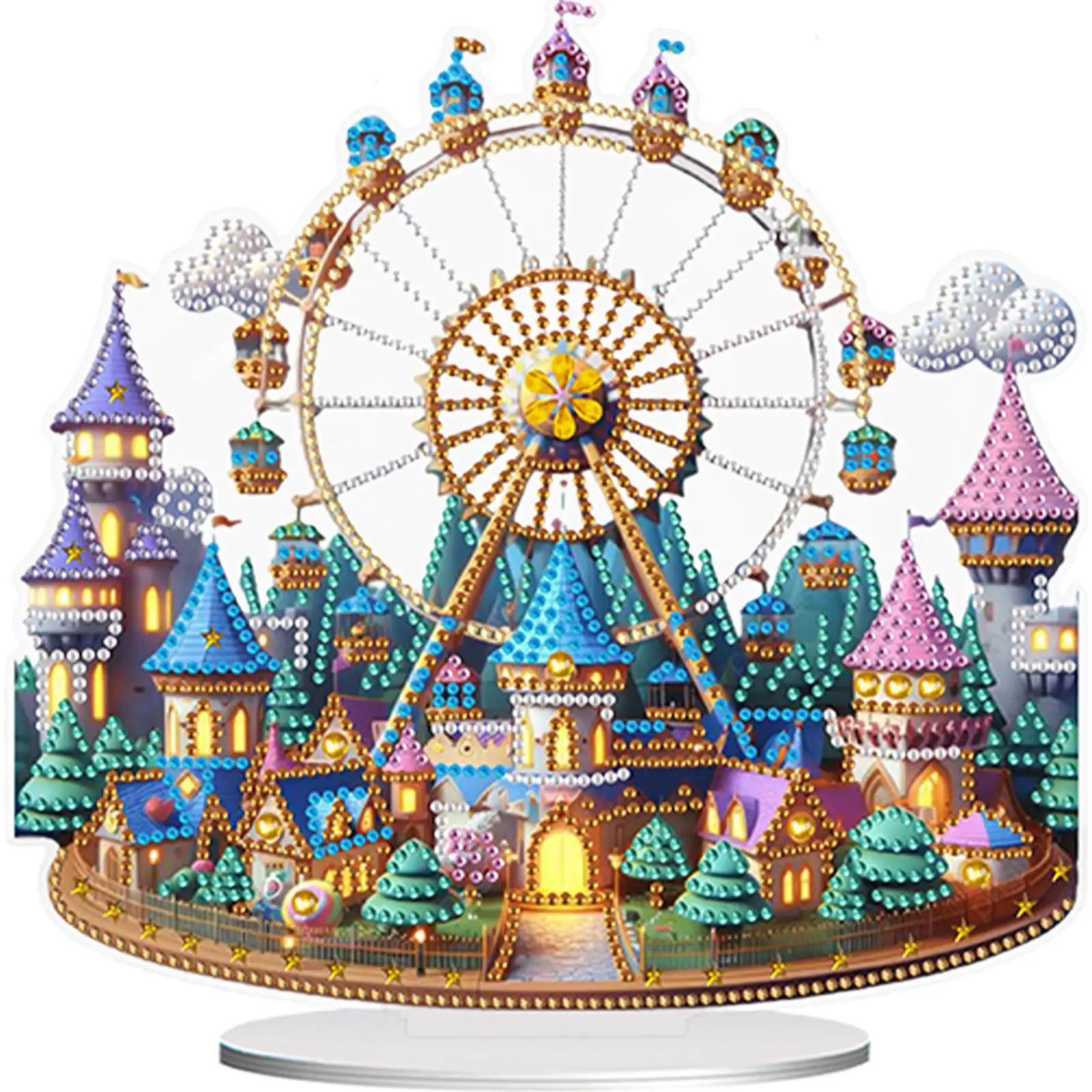 Acrylic Special Shaped Beautiful Ferris Wheel Desktop Diamond Art Kits Diamond Painting Desktop Ornaments Kit for Desktop Decor