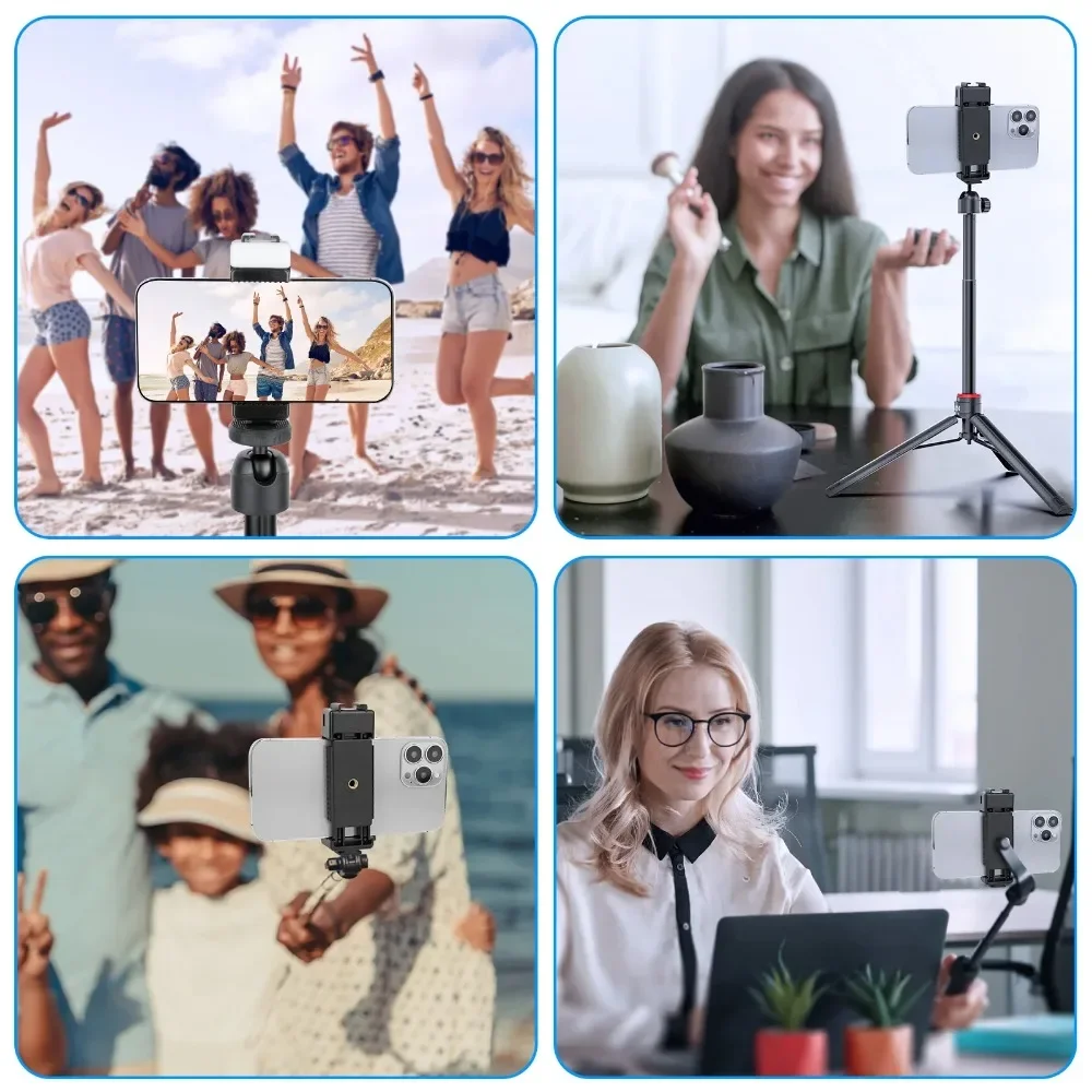 Selfie Mobile Phone Seat with Led Light 1/4 Screw Cellphone Holder for Tripod Mo