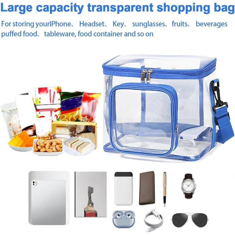 See-Through Lunch Bag Reusable Shoulder Bag for Work Office School Picnic