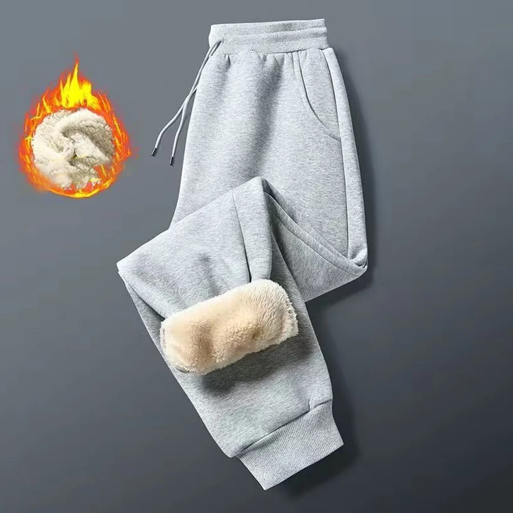 Men's Joggers Trousers Thicken Warm Thermal Fleece lined Slight Stretch Comfortable Holiday Vacation Winter Male Pants Fashion