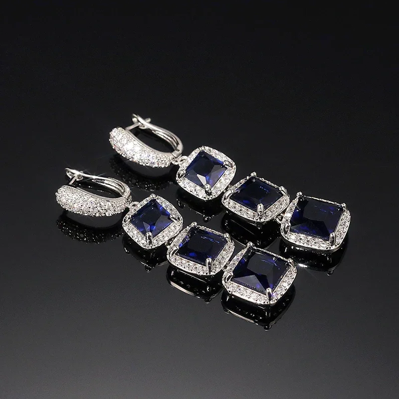 Huitan Tropfenohrringe mit glänzendem Prinzessinnen-Zirkonia für Damen, eleganter Stil für Hochzeit, Party, Jahrestag, Geschenk, Accessoires – Detail 4