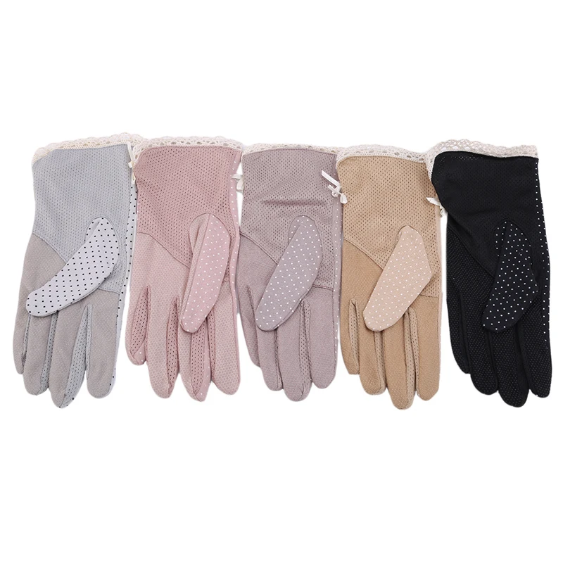 

sun protection gloves cotton summer gloves for women Dot bow women's thin female drive gloves suncreen Slip-resistant