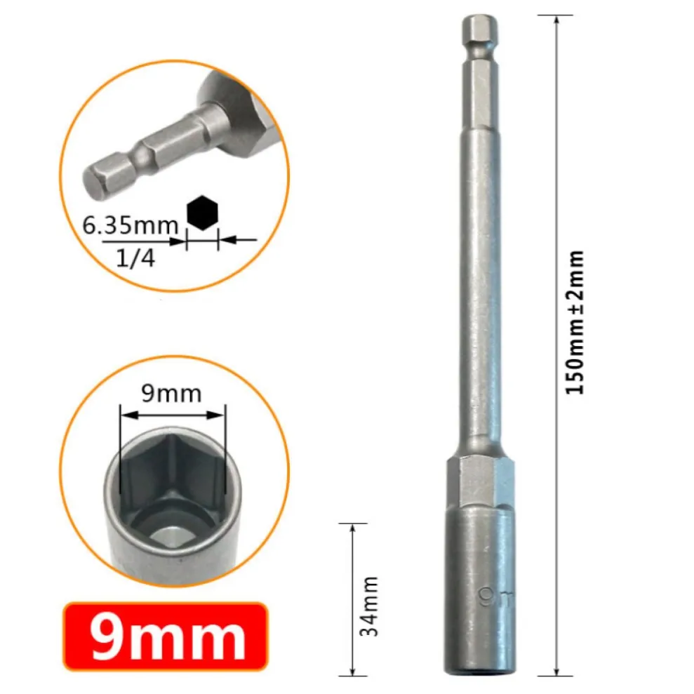Buchse 150mm Sechskant Mutter Fahrer Bohrer Adapter 5,5-19mm Für Elektrische Schlüssel Verlängerung Hülse Reparatur Manuelle werkzeuge – Detail 7
