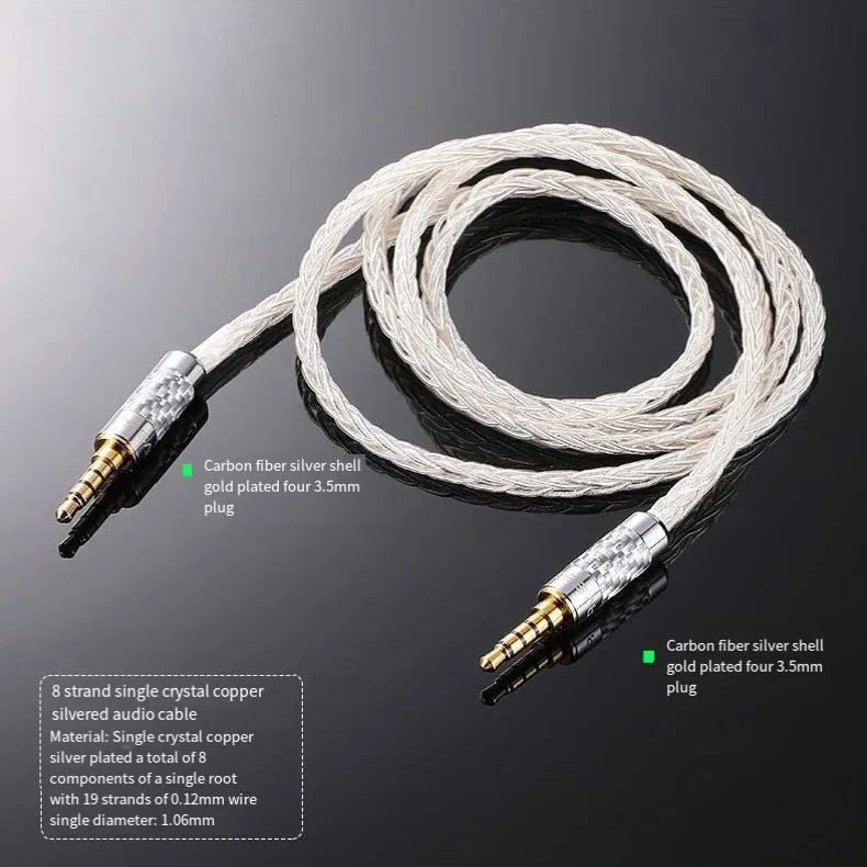 Premium Versilbertes HiFi AUX-Kabel 3,5mm Stecker auf Stecker Auto-Audiokabel für Kopfhörer-Upgrade Verlustfreier Klang Anti-Interferenz – Detail 19
