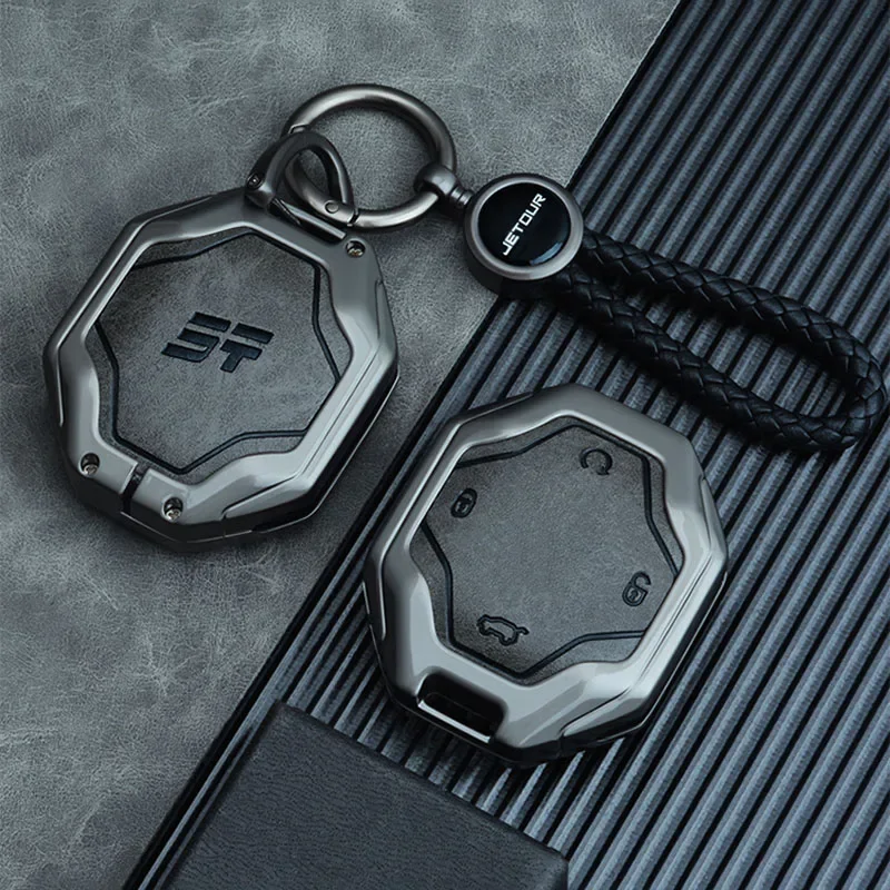 Chery Jetour Traveller Jetour T2 Turn Keychain Leather Alloy Car Keys Accessories Key Case Cover Key Case Keychain Holder