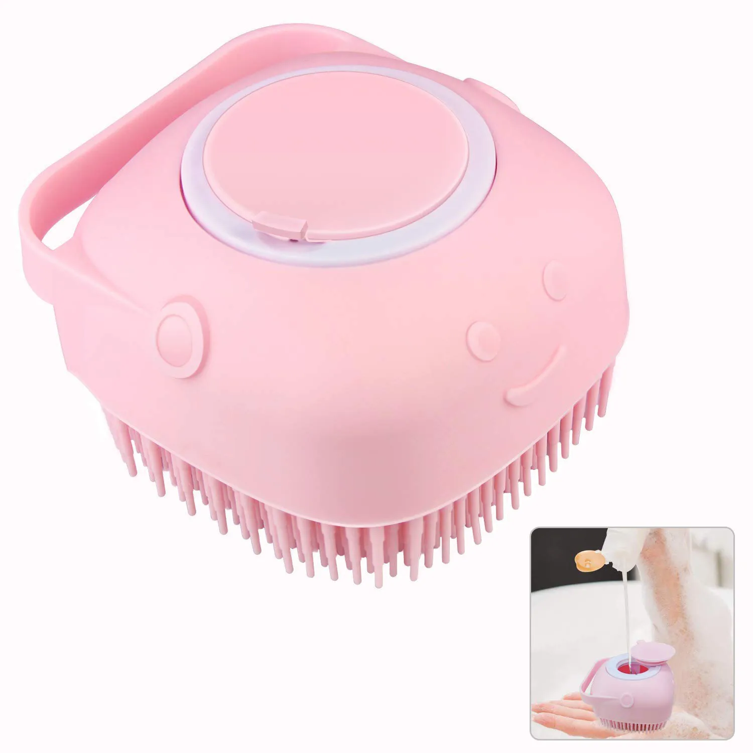 

Silicone Massage Exfoliating Bath & Shower Brush With Soap Dispenser-Can Filled With Liquid Bath Shower Ball