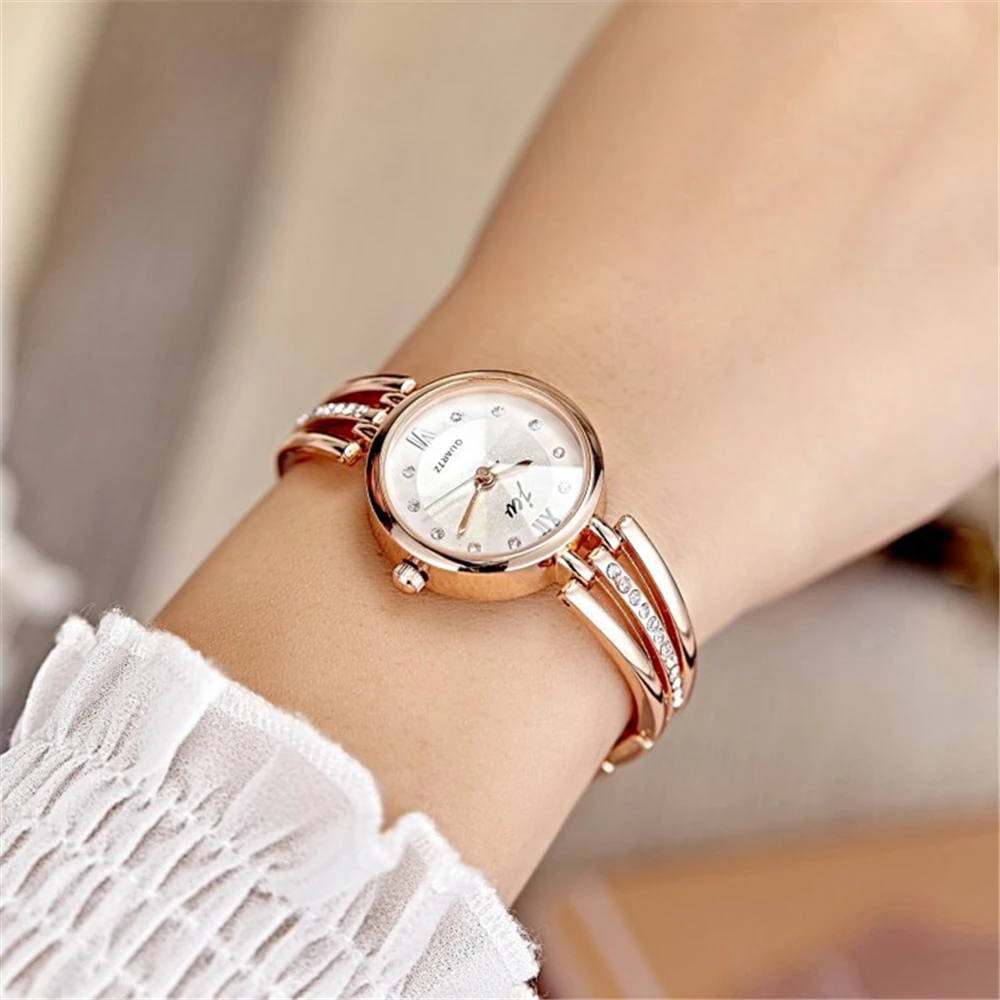 Reloj de pulsera de cuarzo para mujer, pulsera de acero con diamantes de imitación, a la moda