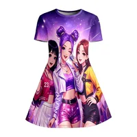 Robe imprimée Girl K-Pop Star Group, robe t-shirt à manches courtes violet Galaxy, adaptée aux cadeaux d'anniversaire et aux fêtes 5