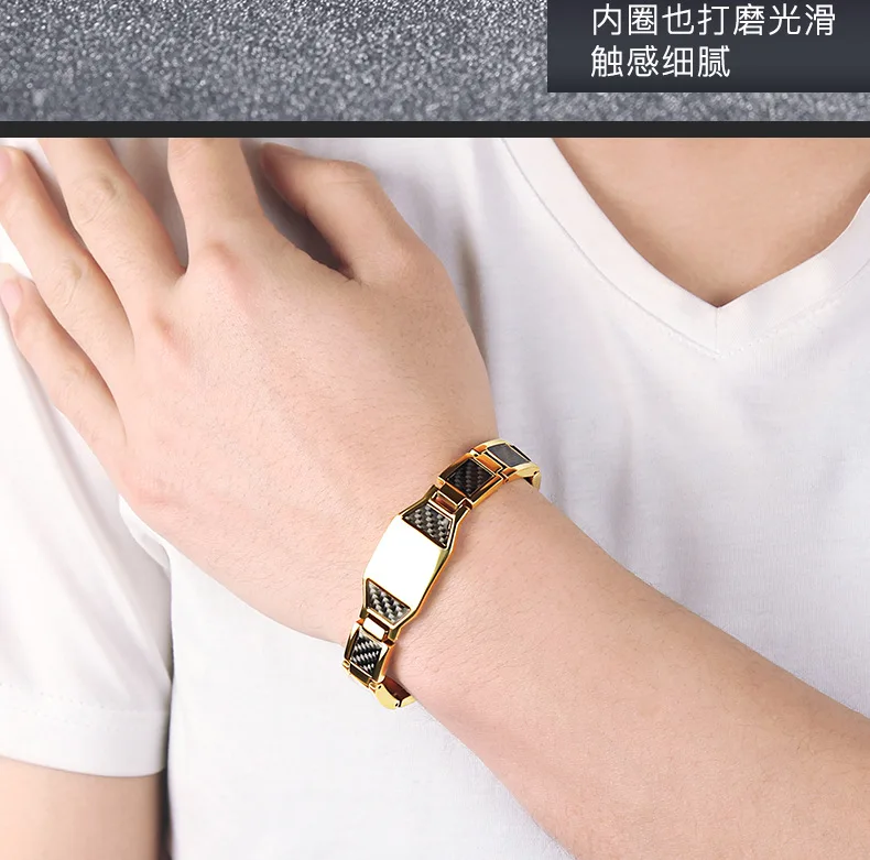 4 in 1 Men Steel Magnetic Therapy Healing Bracelet Bio Magnet Health Care Bangle Relieve Pain Anti Radiation Wristband Gift