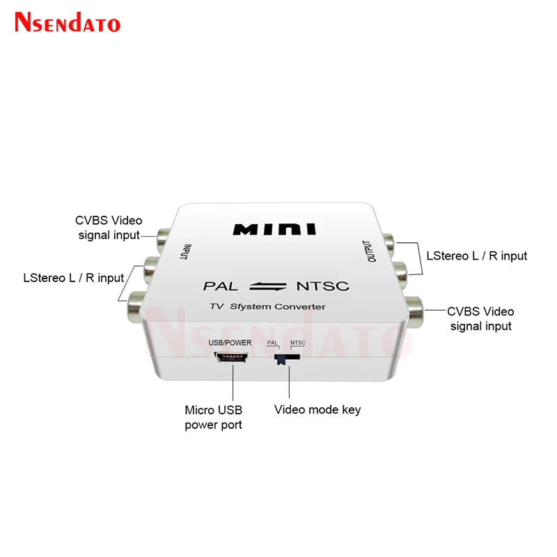 Mini PAL NTSC RCA Bi-direction TV Video System Converter PAL To NTSC PAL To NTSC NTSC to PAL  Switcher Adapter For PS3 Xbox DVD
