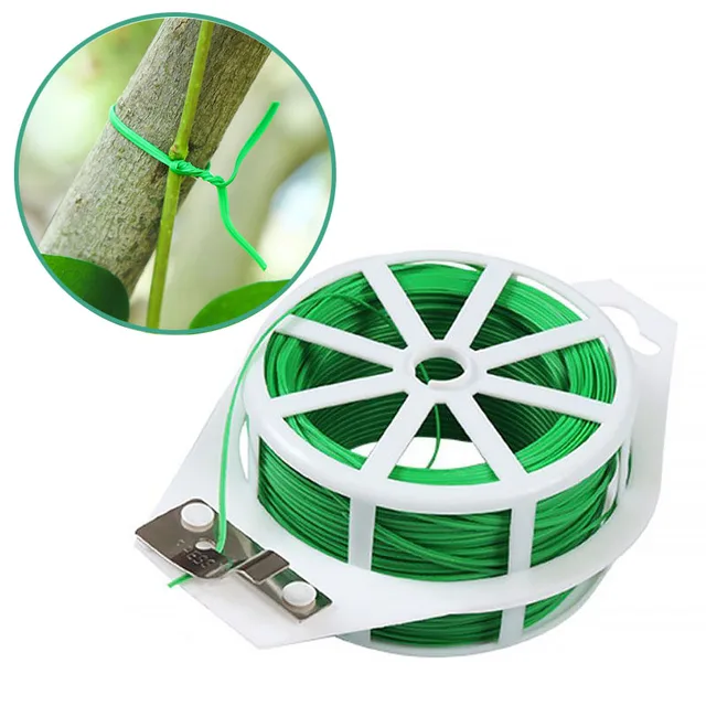 30 M/50 M/100 M Tekercs Huzal Csavarkötegek Műanyag Acél Csavar Nyakkendő Erős Újrafelhasználható Kerti Virággyár Tartó Heveder Kötés