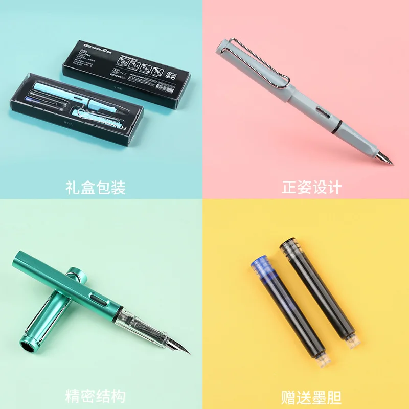 럭셔리 프로스트 컬러 만년필, EF 0.38mm, 매트 블랙 비즈니스 사무실 학교 용품, 필기용 잉크 카트리지가 있는 티타늄