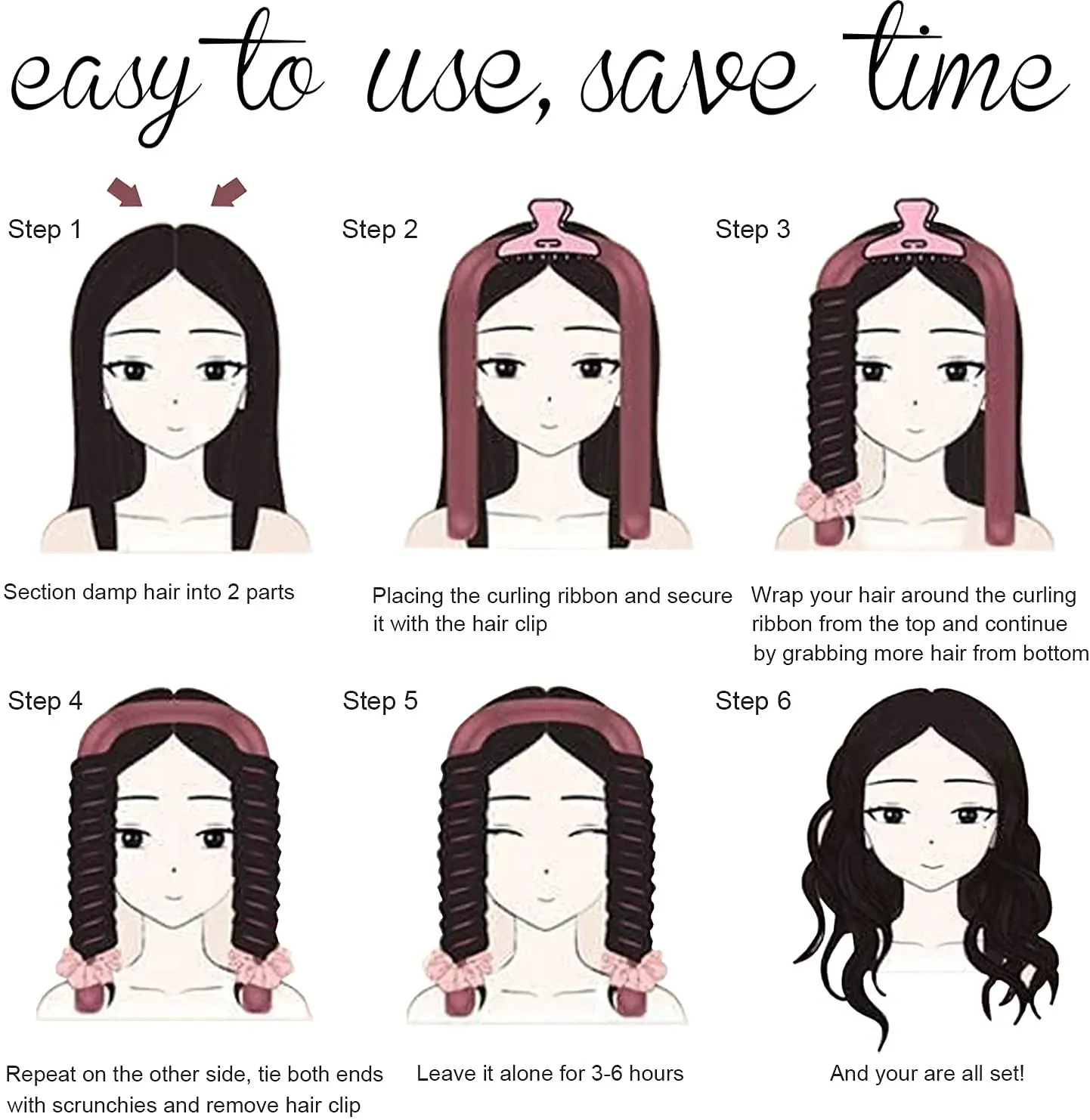 hair accessories curler heatless curls beauty curly products 3-piece set Velvet curling iron flexi rods magic hairdresser tools