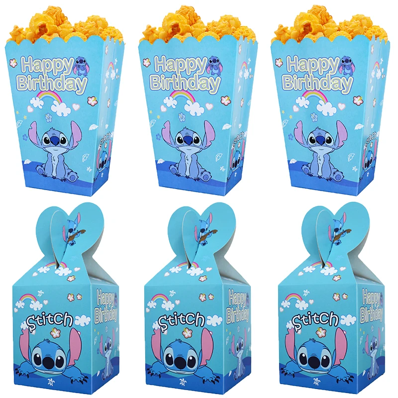 12/24/36/48Pcs Lilo & Stitch Theme Print Candy Box Party Supplies Loading  Gift Loot Bag Paper Box Birthday Party 8.5*8.5*18cm