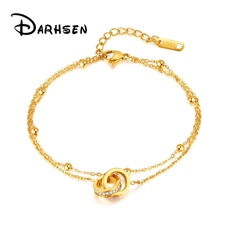 

DARHSEN Female Women Stainless Steel Statement Bracelets Bangles Cubic Zircon Stone Ins Style Fashion Jewelry Silver Gold Color