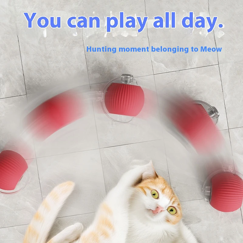 Rechargeable Electric Cat Ball Toy with Teaser Bird & Smart Sensor 2