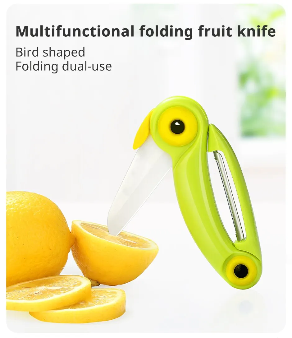 Cartoon Fruit Peeling Knife Stainless Steel Peeler Peeling Apples Kitchen Vegetable Fruit Sharp Multi-function 2 In 1 Knife