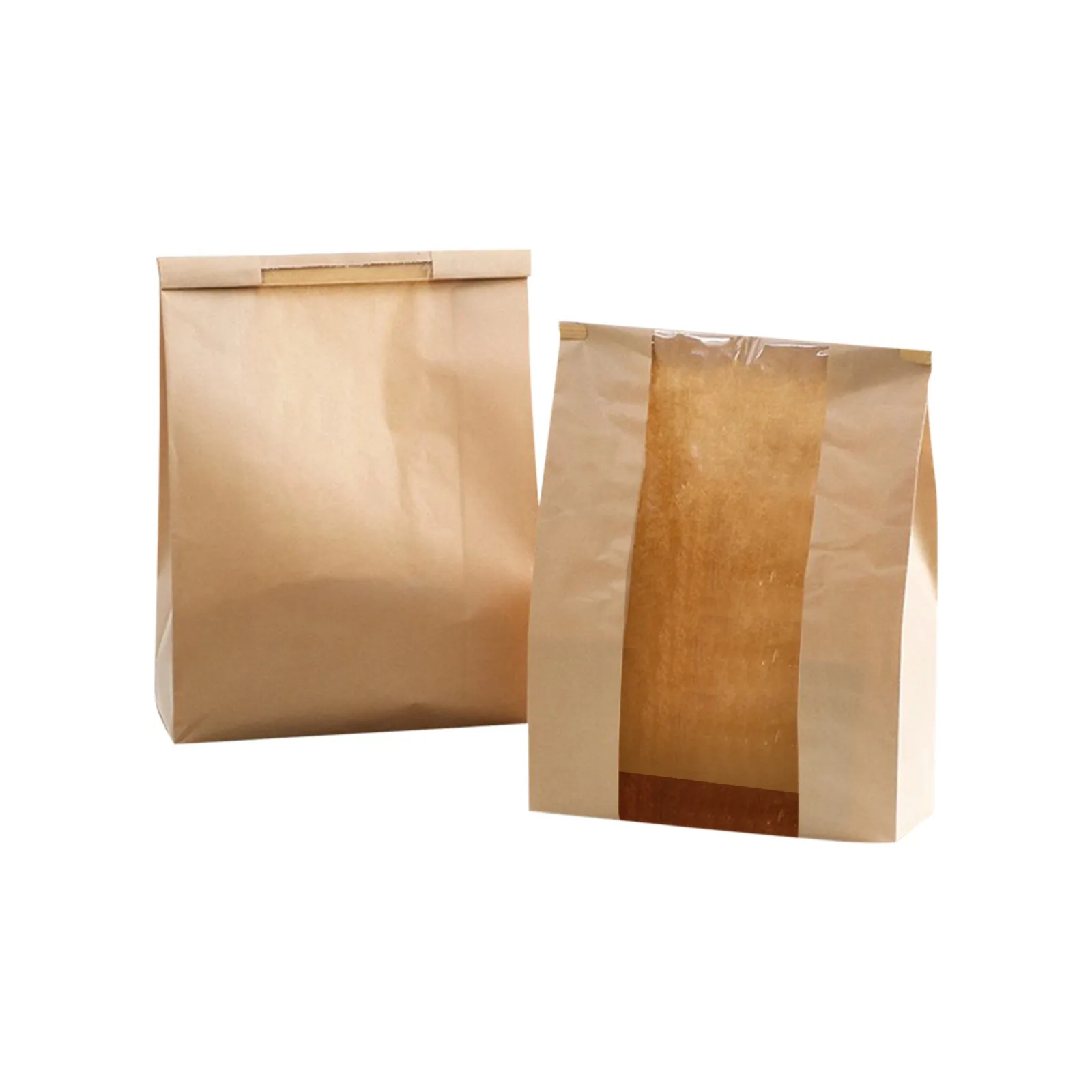 50 Pieces Large Kraft Paper Bread Bags with Transparent Window for Baked Goods, Portabl... - SKU LPBB1228 - UGI Packaging