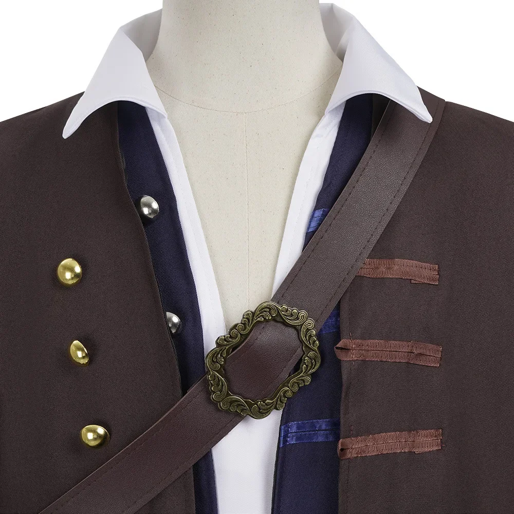 Costume da Capitano Jack Sparrow per Uomo, Uniforme da Pirata, Set Completo per Carnevale dei Caraibi, Outfit Jack Sparrow - immagine 5