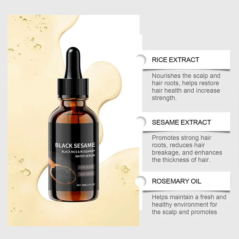 Black Sesame Hair Strengthening Oil Biotin Essential Oils Nourishing Treatment Split Ends Dry All Types Hair Care 30ml hair oil