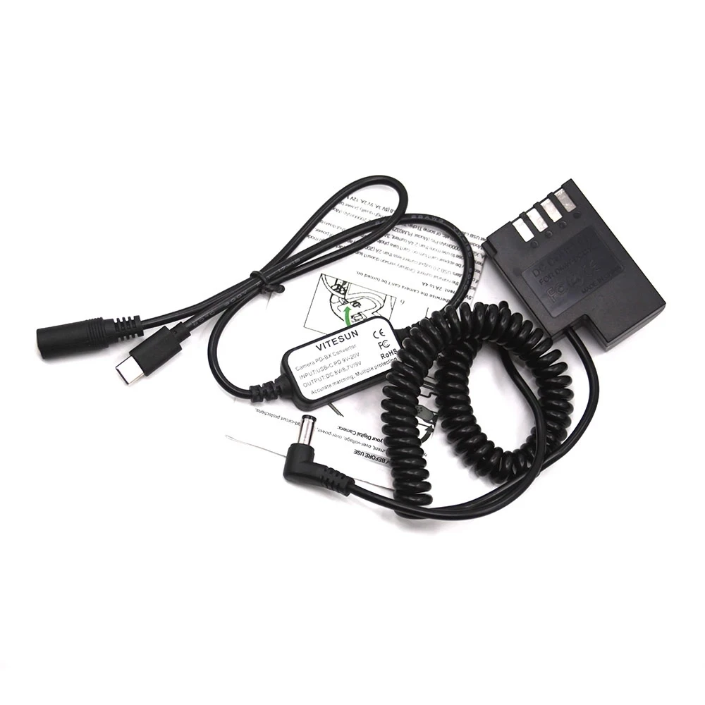 Dcc12 Dummy Battery Dmw-Blf19 Spring Dc Coupler + Usb C Power Bank Cavo Di Ricarica Per Panasonic Lumix Dmc-G9 Lgk Gh3 Gh3K Gh4 Gh5