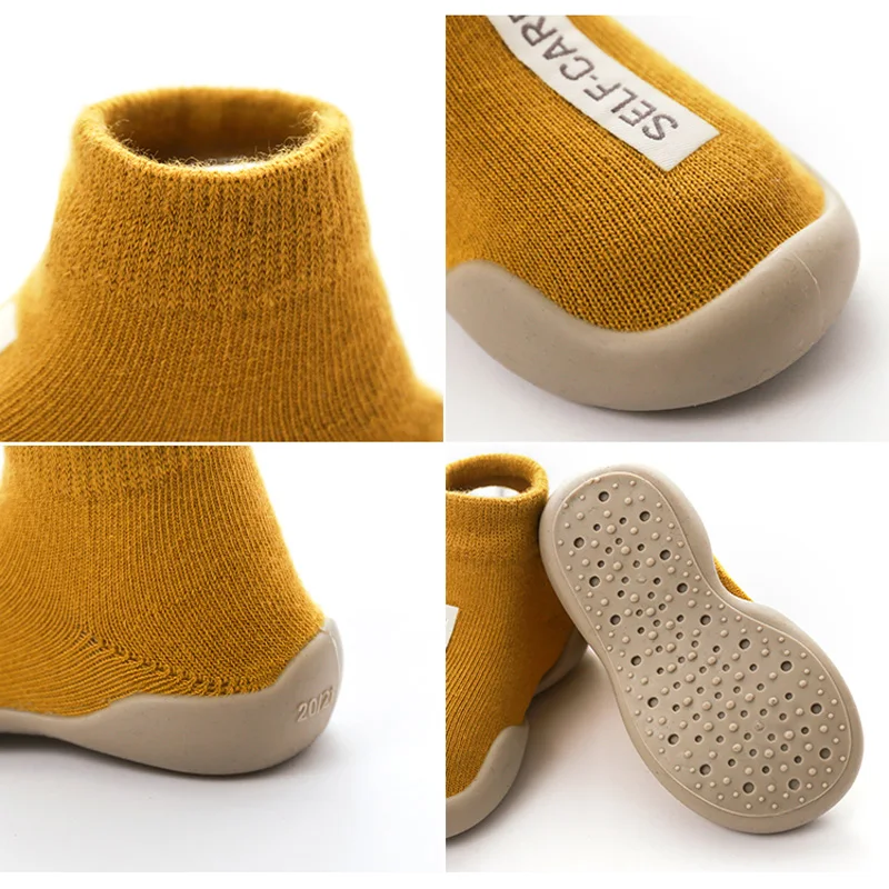 Unisex Baby Shoes First Shoes Baby Walkers Toddler First Walker Baby Girl Kids Soft Rubber Sole Baby Shoe Knit Booties Anti-slip 6
