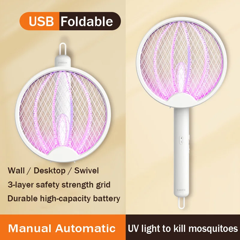 Pieghevole Elettrico Mosquito Killler A Parete Palmare 2 In 1 Usb Charing Home Fly Swatter Lightwave Lure Mata Fly Per Il Campeggio