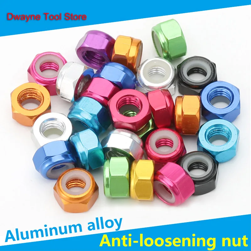 

aluminum alloy locking anti-loosening nut self- nylon ring colored screw cap 【10PCS】