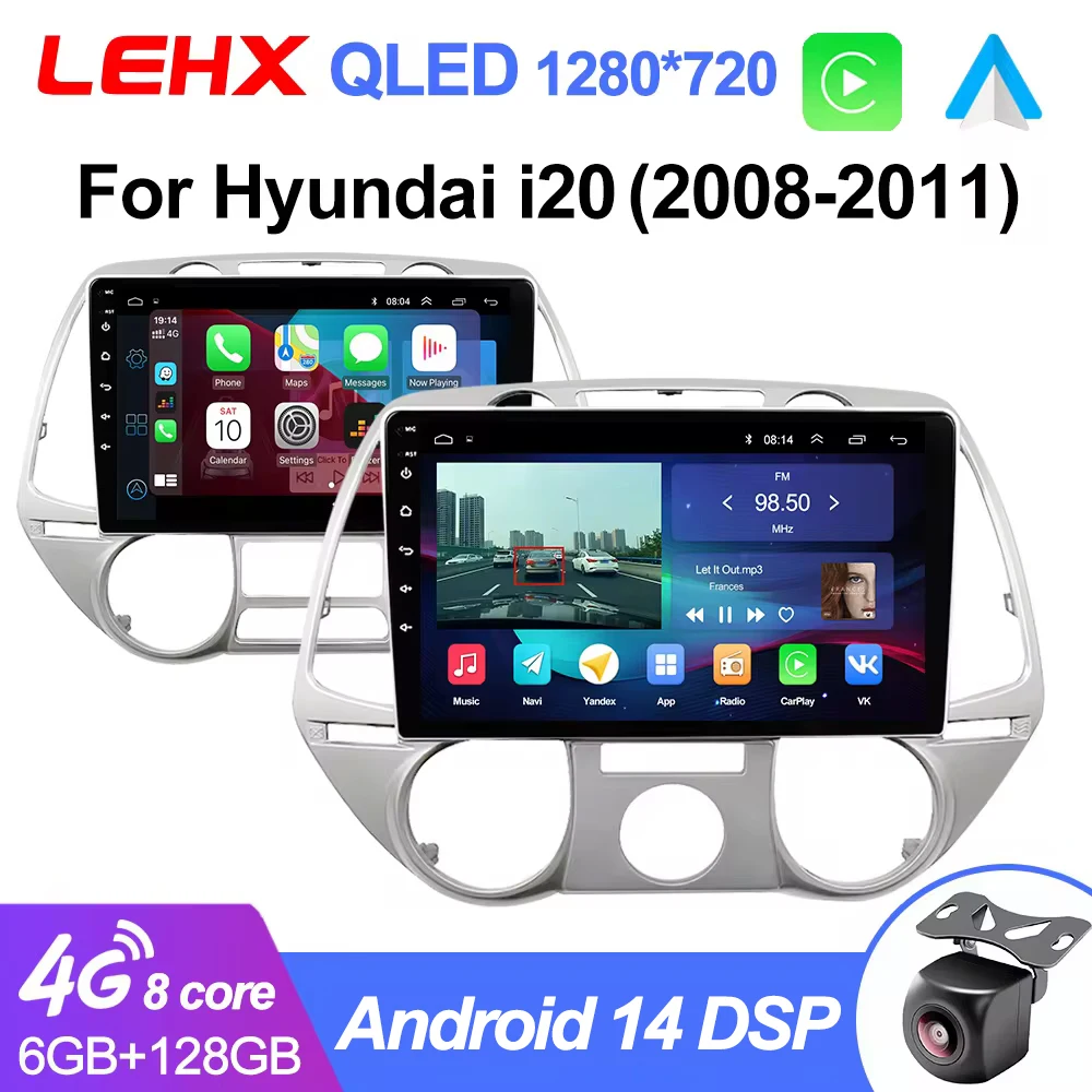 Car Multimedia Player Car Radio LEHX L6pro 2 din Android 14 Auto Car Radio Multimedia For Hyundai I20 2008-2012 GPS Navigation 2Din Carplay Stereo dvd Player