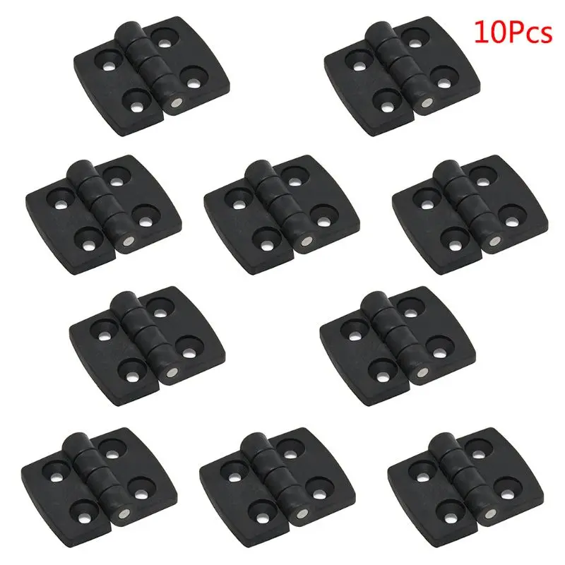 10 Pcs Mini Cabinet Door Folding Hinges Jewellery Box Black Plastic Hinge