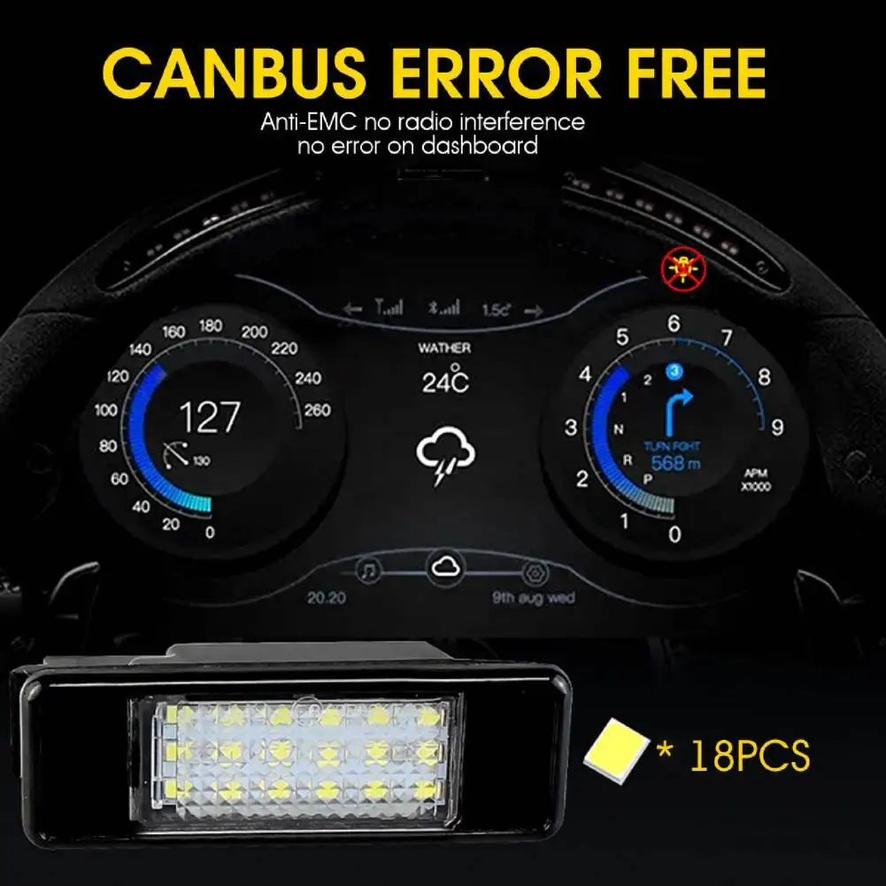 2Pcs License Plate Lights Waterproof High Brightness 18 LEDs Car Number