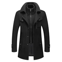 Men's Autumn Winter Woolen Coat Double Collar Warm Casual Fashion Outerwear Windbreaker Regular Fit Made in China