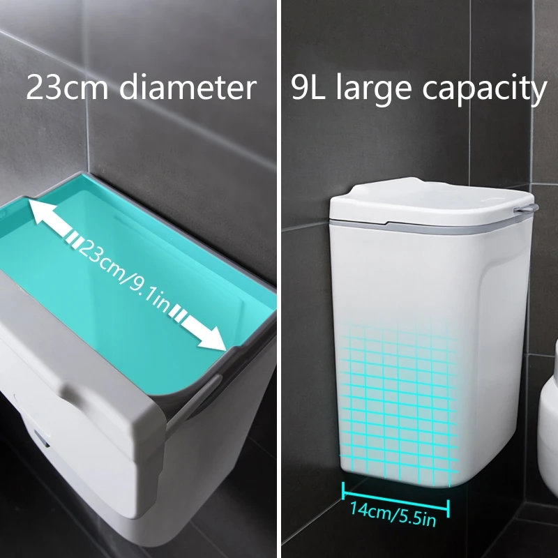 Indoor Compost Bin Kitchen Cabinet Door Hanging Trash Can with Lid Food Waste Bin for Cupboard Bedroom Office Easy Use 87HA