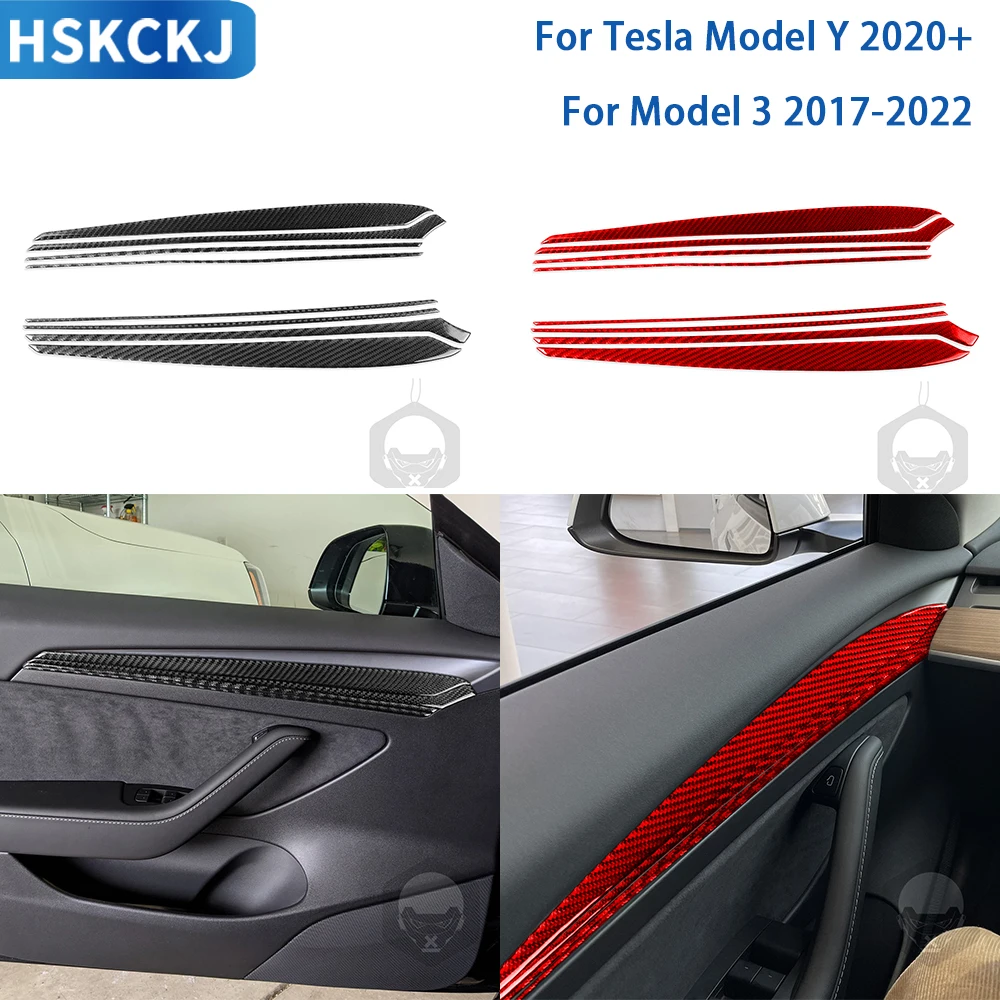 

For Tesla Model Y 2020+ Model 3 2017-2022 Car Accessories Central Console Panel Cupholder Carbon Fiber Sticker Decoration