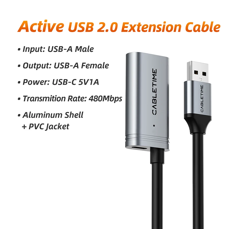 High-Speed USB 2.0 Extension Cable with Fast Data Transfer - Up to 480Mbps, Multiple Lengths Available