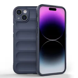 Durable Shockproof Matte Armor Phone Case - Non-Slip Skidproof Protective Cover for iPhone 13 (DarkBlue)