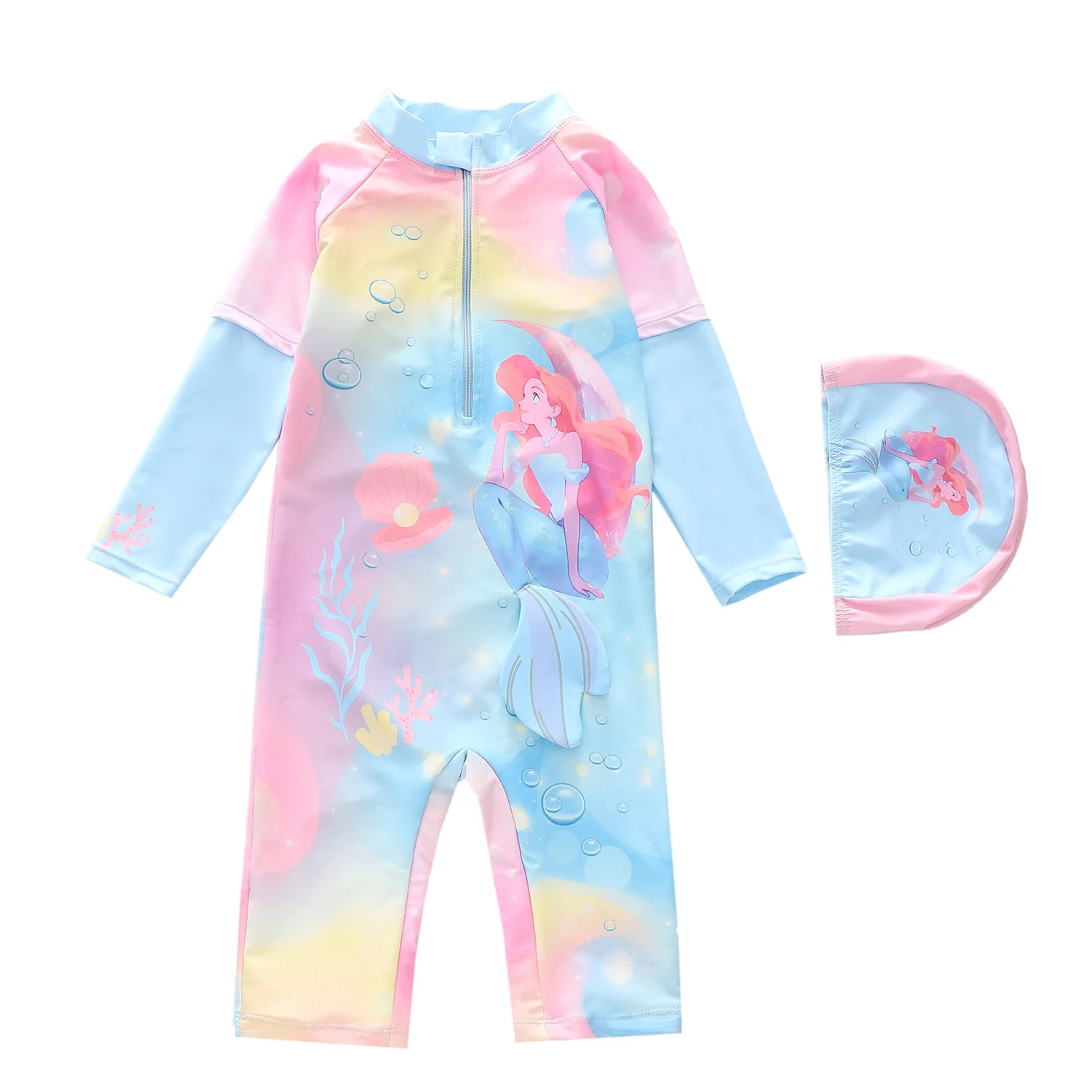 Meisjes Badpak Een Stuk Zeemeermin Kinderen Badmode Lange Mouwen Jumpsuit Badpak Voor Meisjes Zomer Strandkleding Aan Zee