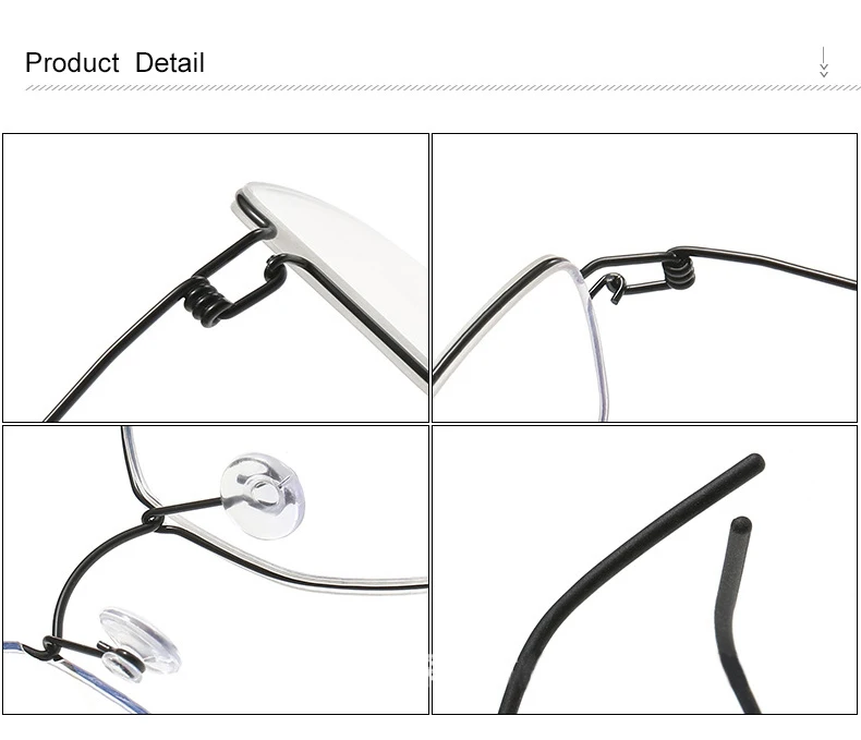 Angepasst Titan Myopie Optische Brillen Männer Ultraleicht Platz Schraubenlose Lesebrille Frauen Marke Brillen – Detail 9