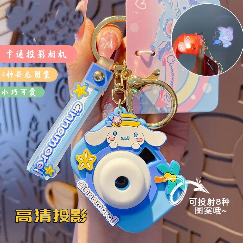 

Kawaii брелок Hello Kitty Kuromi Cinnamoroll Pompurin Nime Проекция брелок с камерой Sanrio милый школьный рюкзак подвеска игрушка подарок