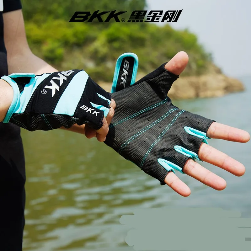 BKK Fishing Gloves For Men Half Fingers Outdoor Freshwater Spinning Fishing Breathable Anti-slip Gloves Used In Four Seasons