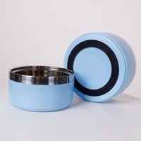 1PC Round Thickened Stainless Steel Dog Bowl, Stylish Solid Color, Non-slip Cat And Dog Pet Bowl, Suitable For Indoor And Outdoo 2