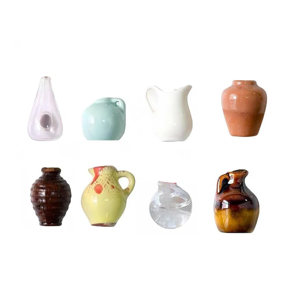 8pcs Cute Ceramic Vase Refrigerator Magnets 3D Refrigerator Stickers Decoration for Kitchen Office Whiteboard
