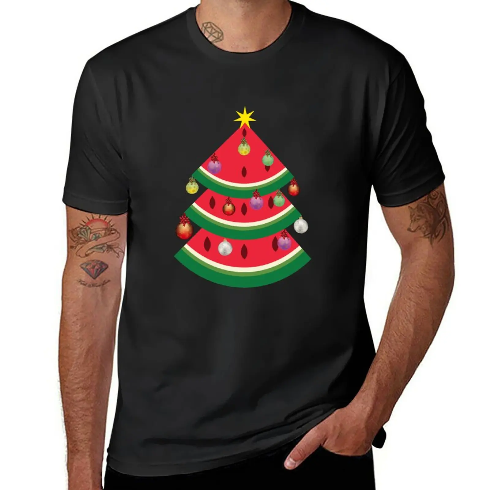 

New Watermelon Tree Merry Christmas Santa Claus Reindeer T-Shirt t shirt man cute clothes t shirt men