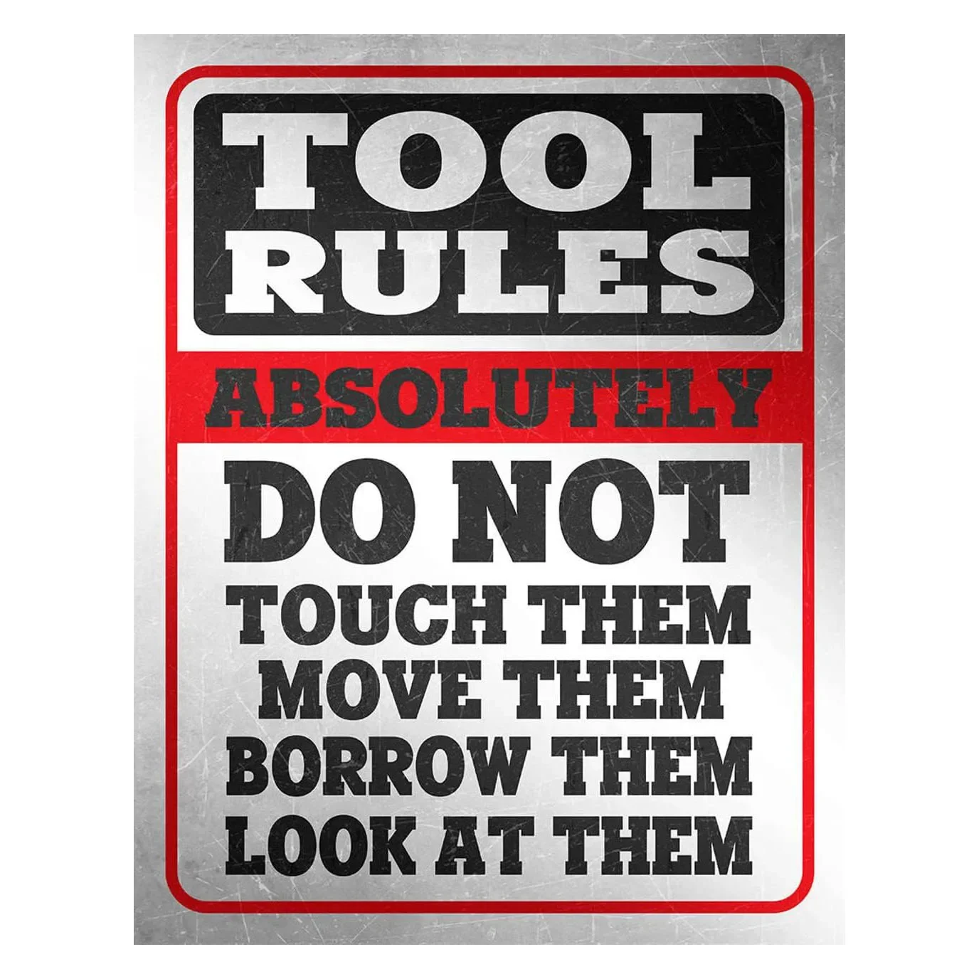 

Desperate Enterprises Tool Rules Metal Tin Sign - Nostalgic Vintage Metal Poster Wall Decor 8x12 Inch