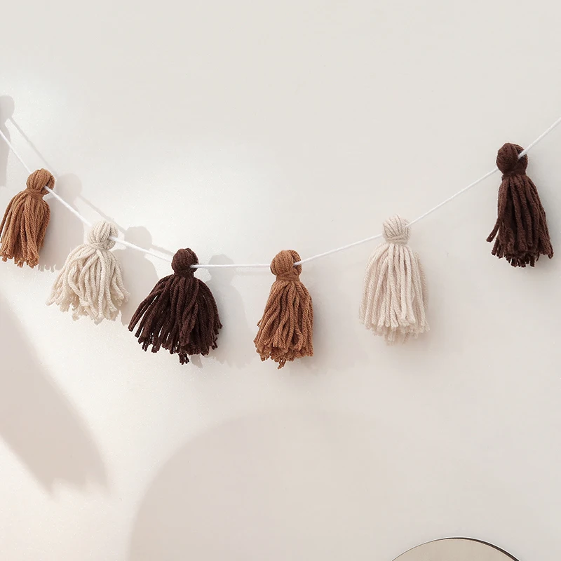 1pc Wool tassel hair ball flag birthday party supplies
