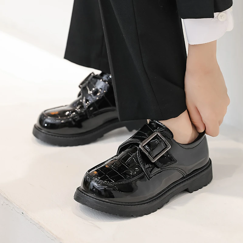 

Boys Leather Shoes Black Britain Style Soft Versatile Soft Children Fashion Performance School Shoes for Uniform Kids Shoes Flat