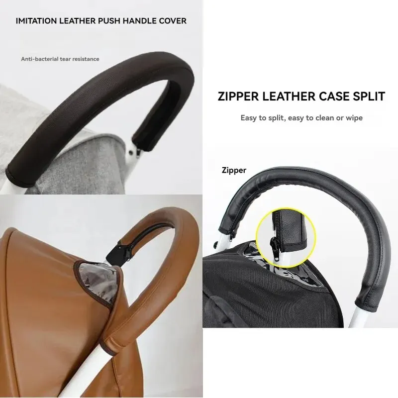 Stroller Leather Cover Baby Stroller PU Leather Cover Zipper Type Can Be Disassembled And Washed General Model Anti-Slip Sweat-Absorbing Accessories