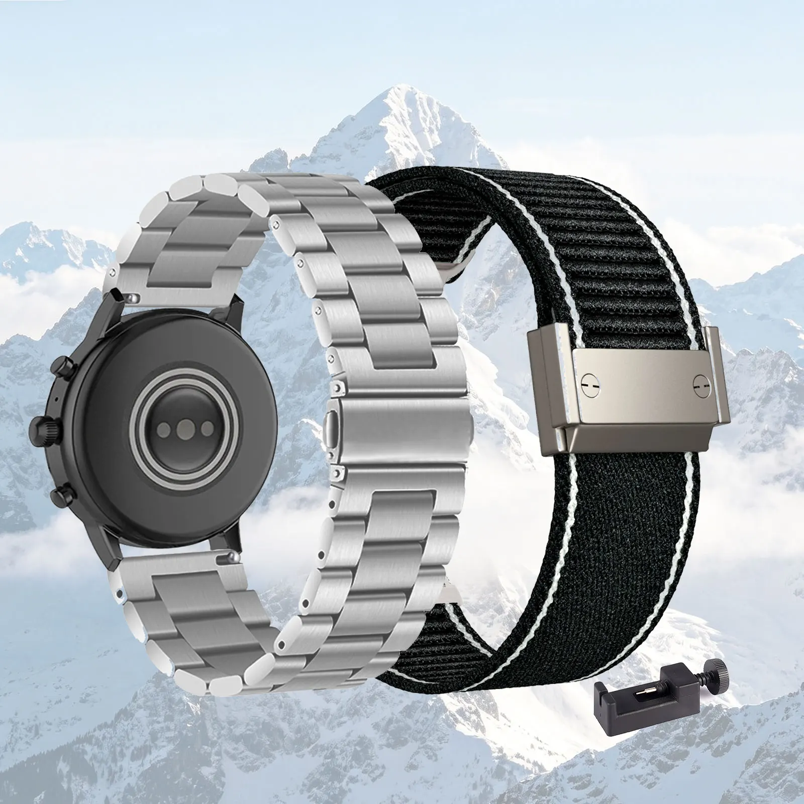 2-Piece Set: Metal and Nylon Watch Bands