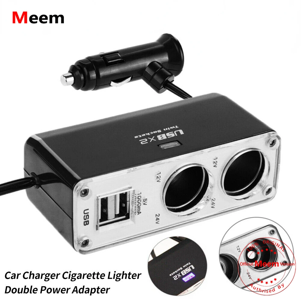 

12V Car Charger Cigarette Lighter Double Power Adapter Socket Splitter Dual USB
