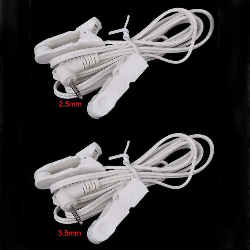 10pcs 2.5mm/3.5mm Plug Connector Electrode Lead Wires Connecting Cables w/ 2 Ear Clips For Digital TENS Therapy Machine Massager